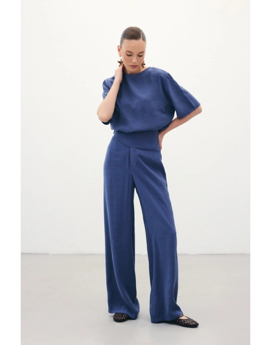Kemer Detaylı Modal Pantolon - İndigo