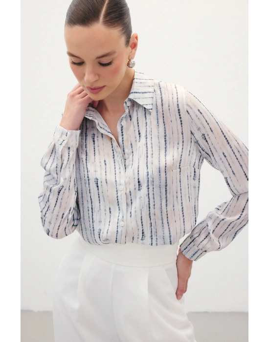 Desenli Klasik Gömlek - Siyah