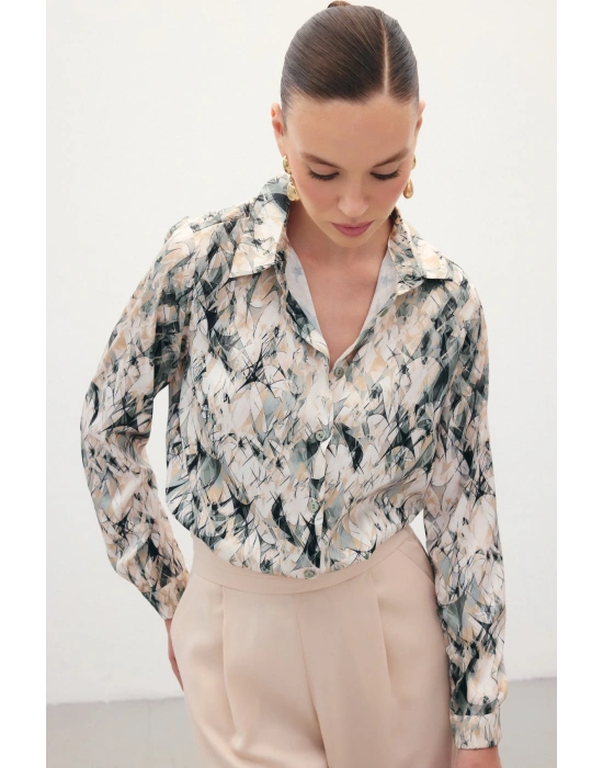 Klasik Desenli Gömlek - Haki