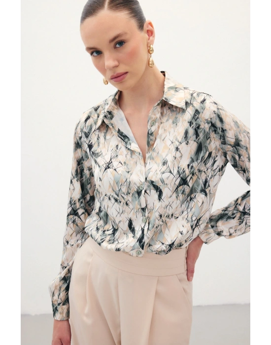 Klasik Desenli Gömlek - Haki