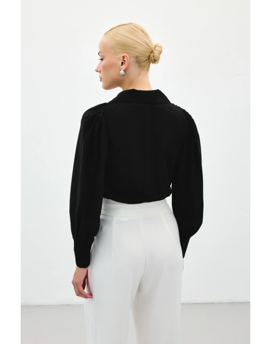 Aksesuar Detaylı Bodysuit Bluz - SİYAH