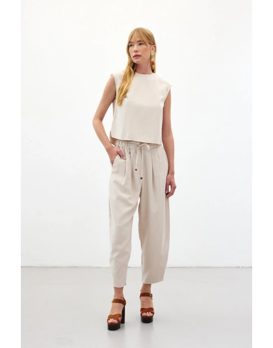 Şalvar Kesim Pantolon - Taş