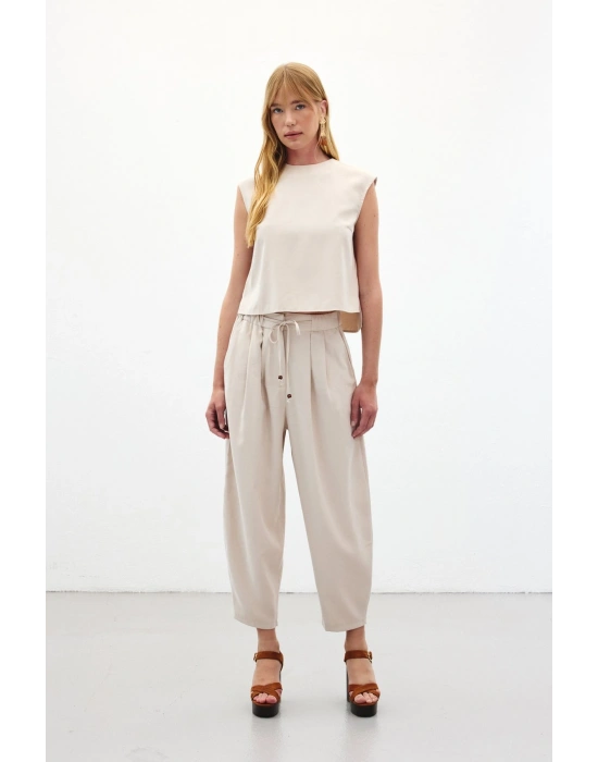 Şalvar Kesim Pantolon - Taş