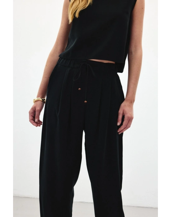 Şalvar Kesim Pantolon - Siyah