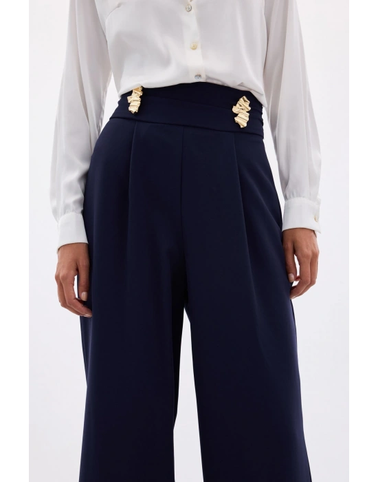 Bel Aksesuarlı Pantolon - Lacivert