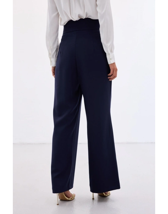 Bel Aksesuarlı Pantolon - Lacivert