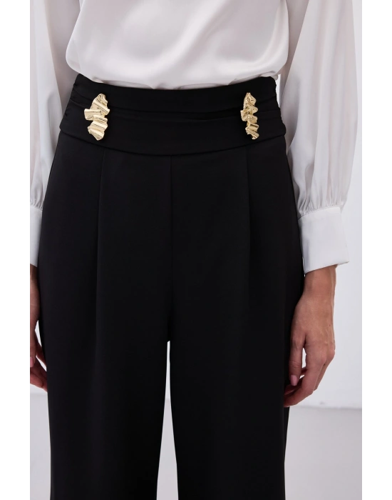 Bel Aksesuarlı Pantolon - Siyah