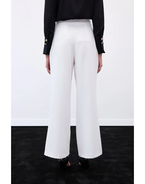 Kemerli Salaş Pantolon - Ekru