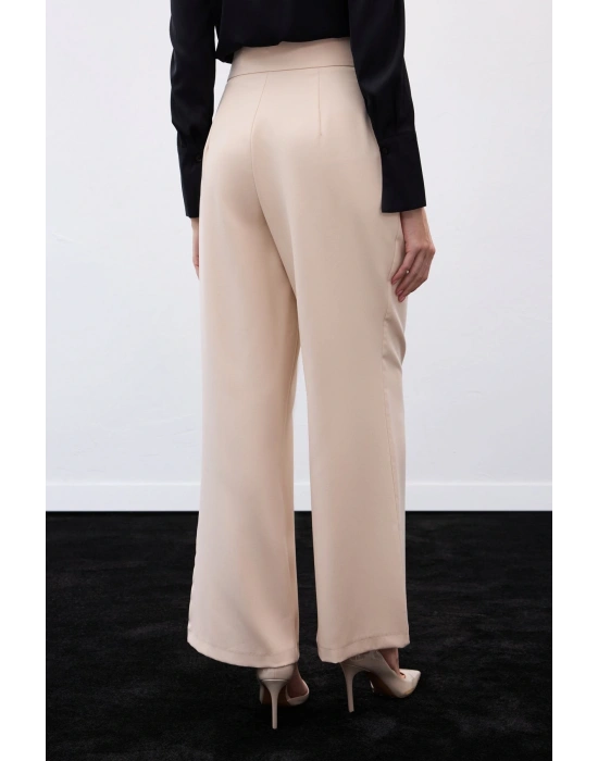 Kemerli Salaş Pantolon - Bej