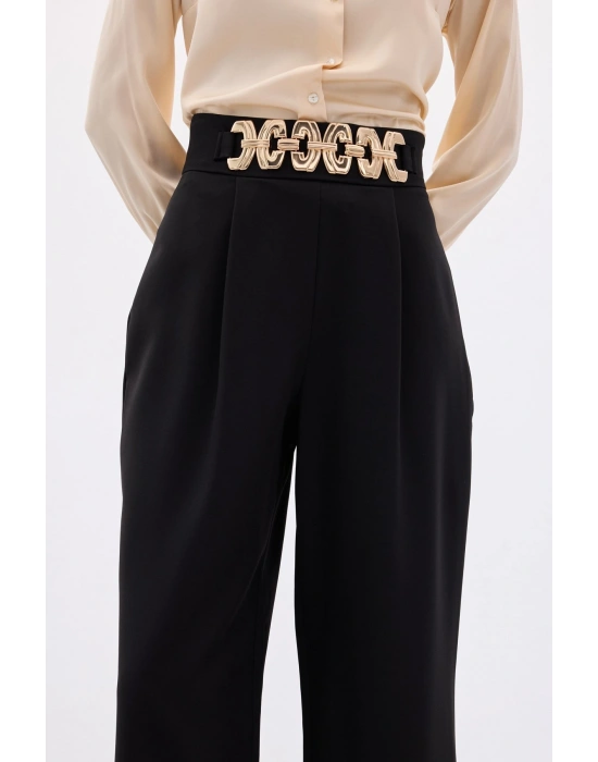 Kemerli Salaş Pantolon - Siyah