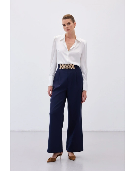 Kemerli Salaş Pantolon - Lacivert