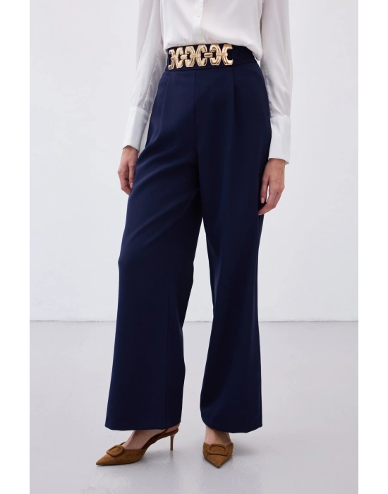 Kemerli Salaş Pantolon - Lacivert