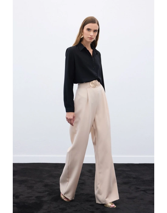 Aksesuarlı Pantolon - Bej