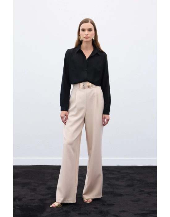 Aksesuarlı Pantolon - Bej