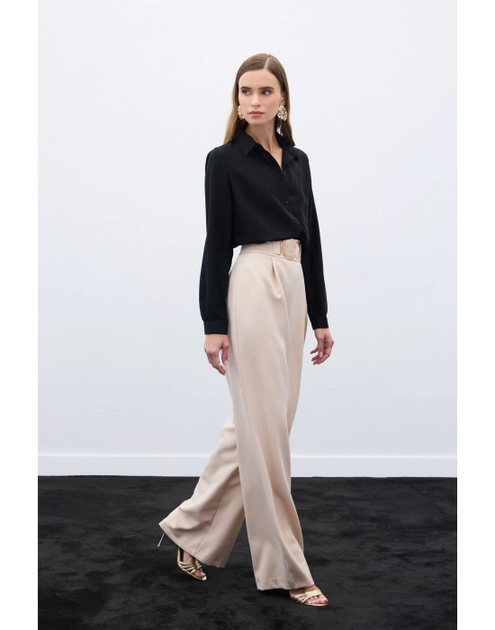 Aksesuarlı Pantolon - Bej
