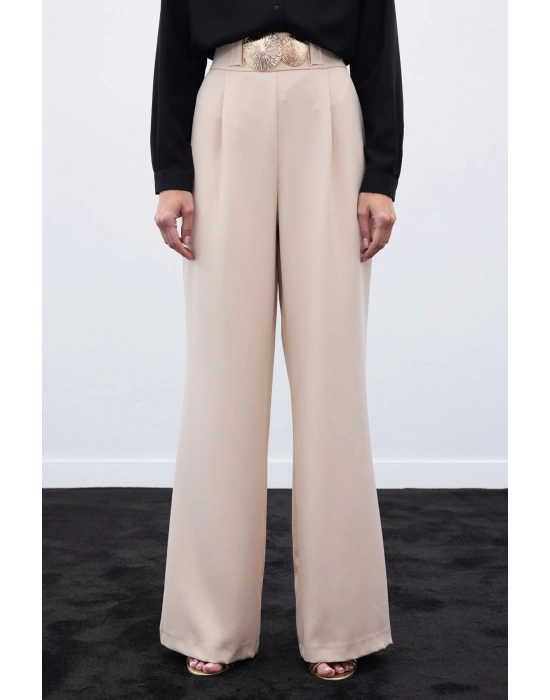 Aksesuarlı Pantolon - Bej