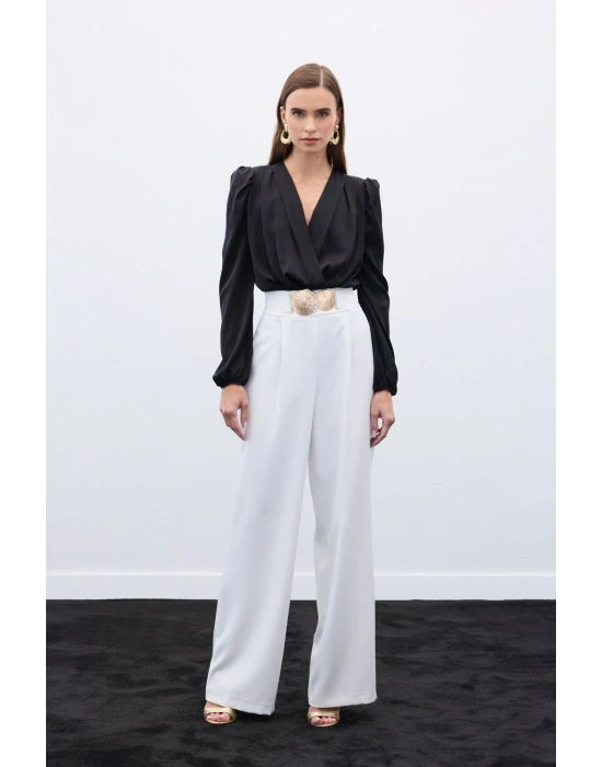 Aksesuarlı Pantolon - Ekru