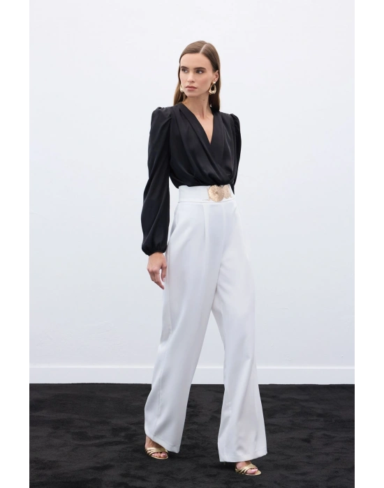 Aksesuarlı Pantolon - Ekru