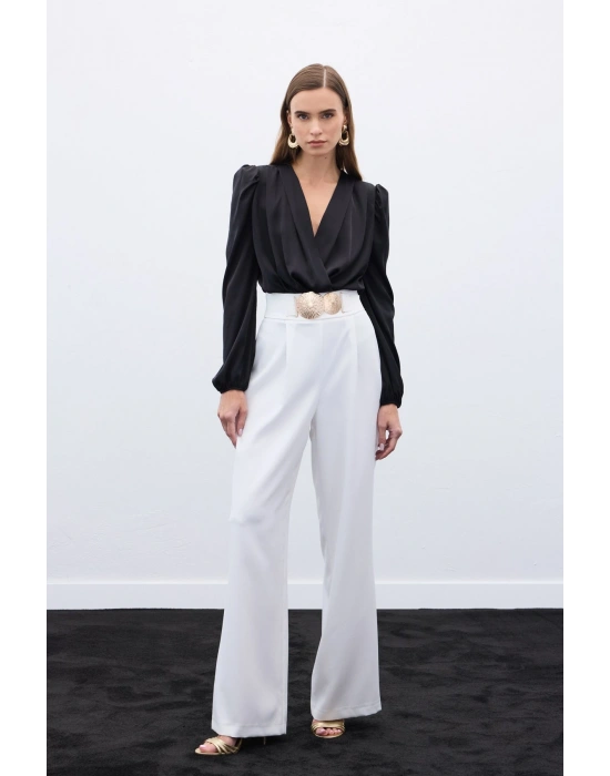 Aksesuarlı Pantolon - Ekru
