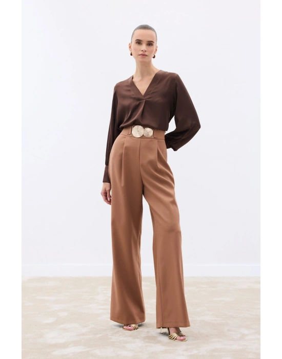 Aksesuarlı Pantolon - Camel