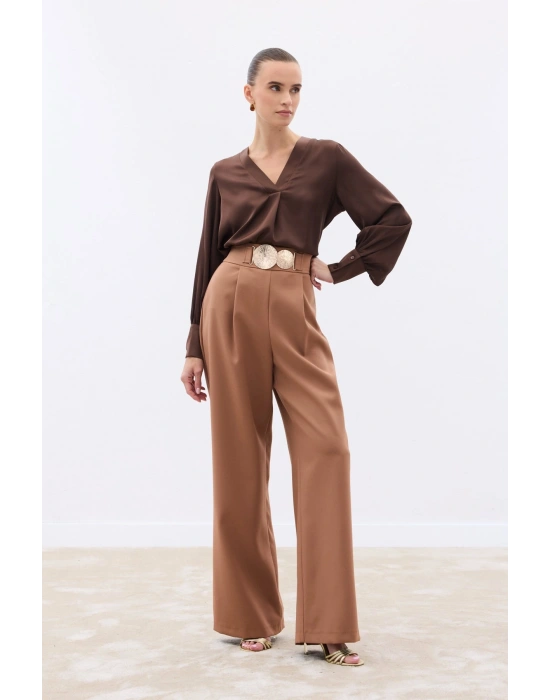 Aksesuarlı Pantolon - Camel