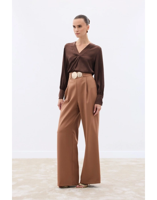 Aksesuarlı Pantolon - Camel