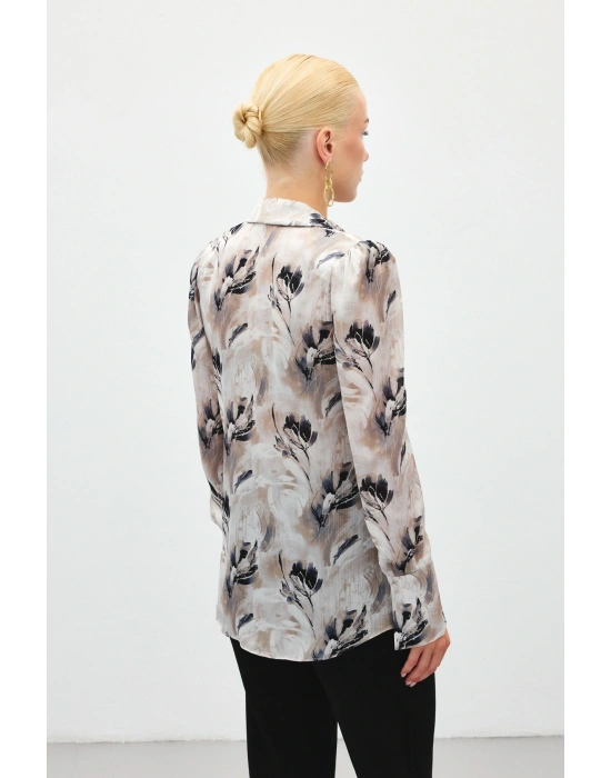 Vatkalı Desenli Gömlek - Gri