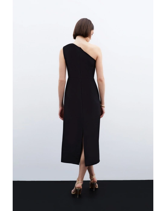 Aksesuar Detaylı Elbise - Siyah