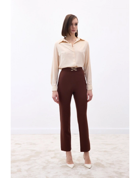 Aksesuar Detaylı Pantolon - Kahve