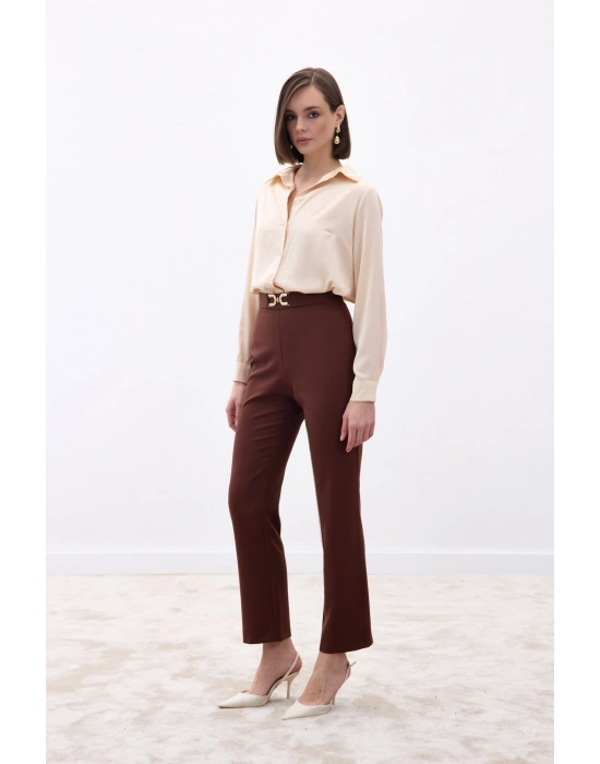 Aksesuar Detaylı Pantolon - Kahve