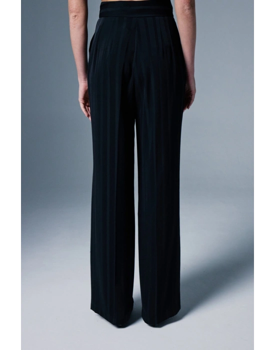 Anna Çizgili Pantolon - Siyah