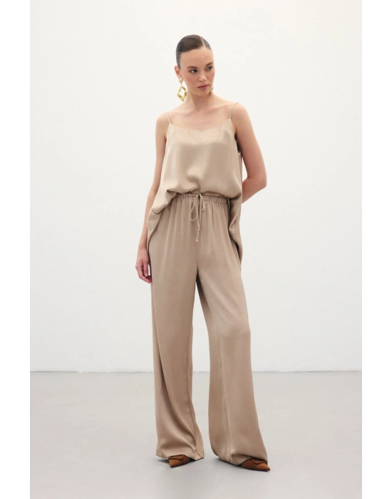 Bağcıklı Salaş Pantolon - Vizon