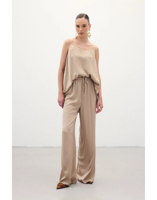 Bağcıklı Salaş Pantolon - Vizon