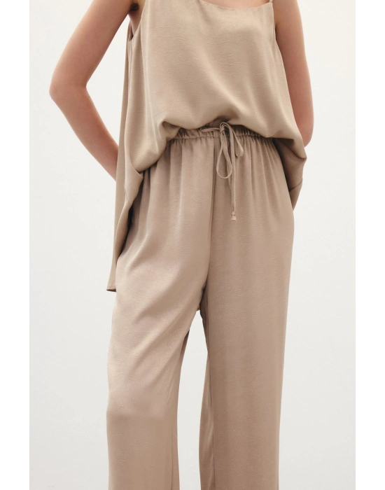 Bağcıklı Salaş Pantolon - Vizon