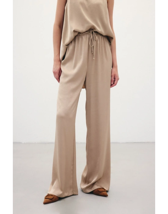 Bağcıklı Salaş Pantolon - Vizon