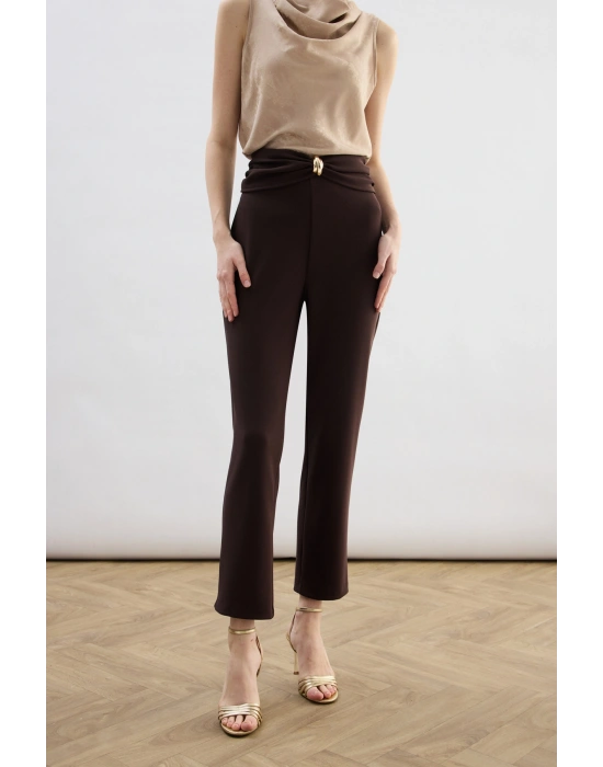 Bel Aksesuarlı Pantolon - Kahve