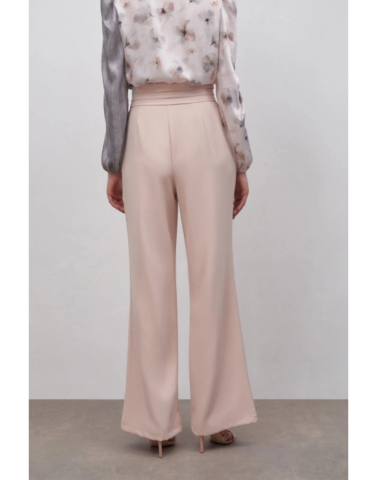 Bel Detaylı Cepli Pantolon - Bej