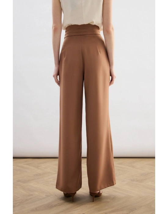 Bel Detaylı Cepli Pantolon - Camel