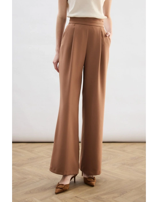 Bel Detaylı Cepli Pantolon - Camel