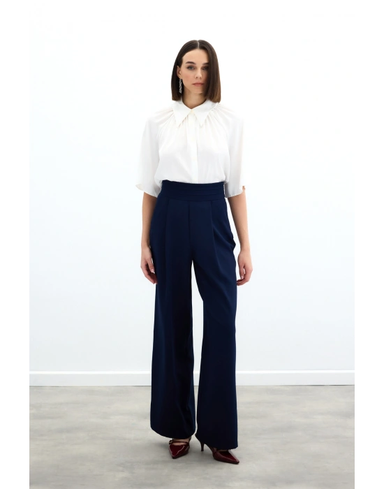 Bel Detaylı Cepli Pantolon - Lacivert