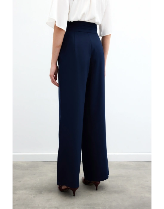 Bel Detaylı Cepli Pantolon - Lacivert