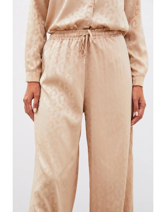 Bel Lastikli Desenli Pantolon - Camel