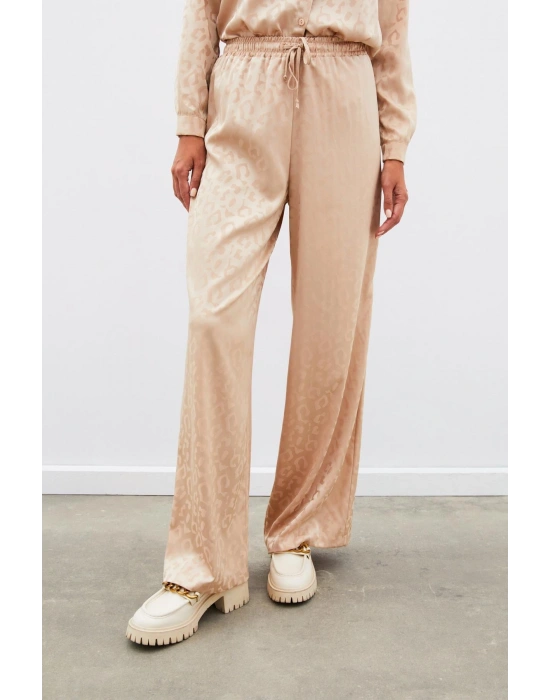 Bel Lastikli Desenli Pantolon - Camel