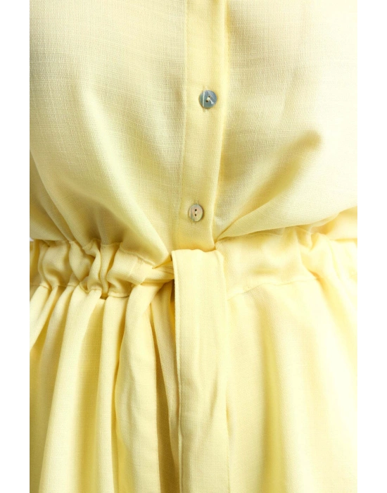 Beli Bağlamalı Kimono Gömlek - Sarı