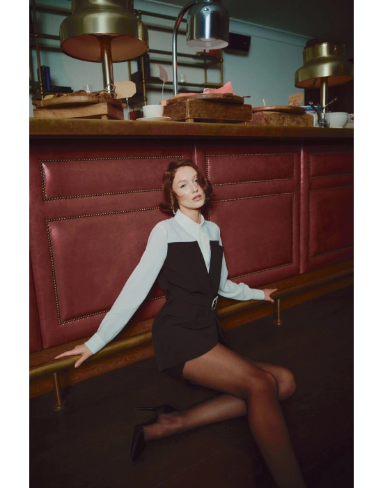 Ceket Görünümlü Gömlek - Siyah