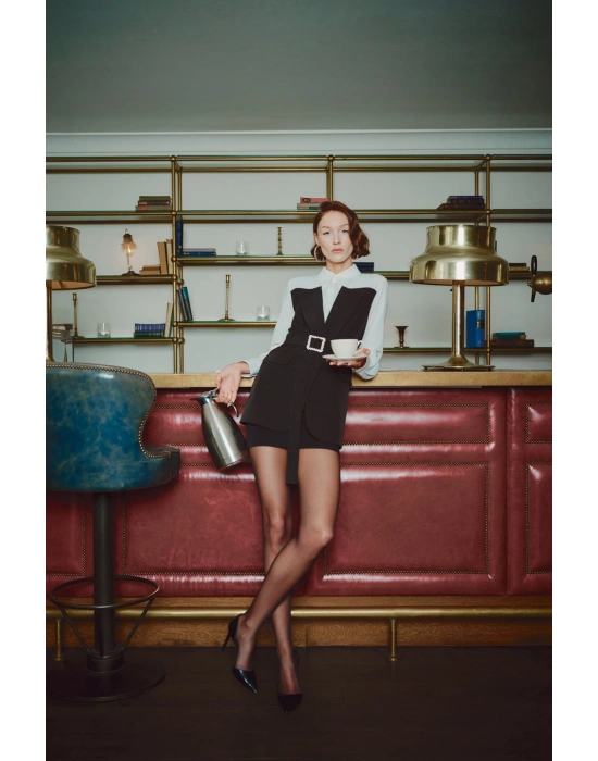 Ceket Görünümlü Gömlek - Siyah