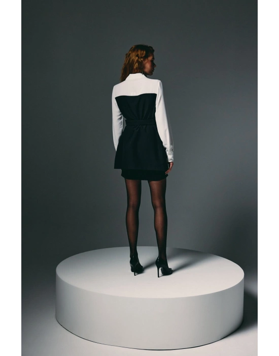 Ceket Görünümlü Gömlek - Siyah