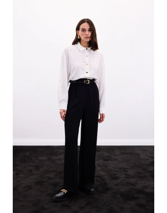 Çıtçıt Detaylı Gömlek - Ekru