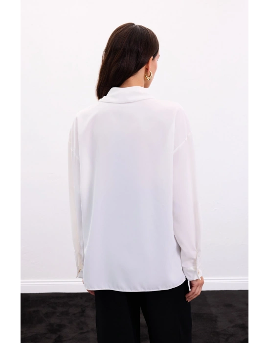 Çıtçıt Detaylı Gömlek - Ekru