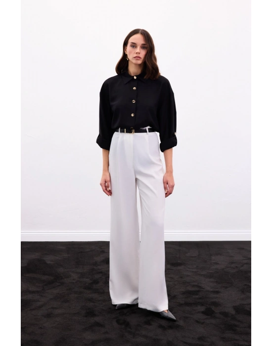 Çıtçıt Detaylı Gömlek - Siyah